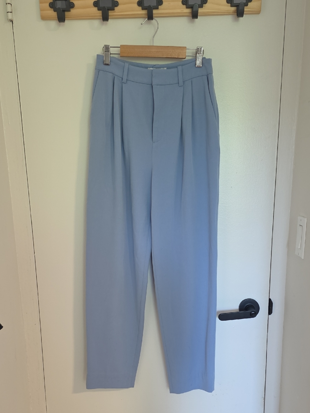 & Other Stories Light Blue High-Waist Tailored Pleat Trousers